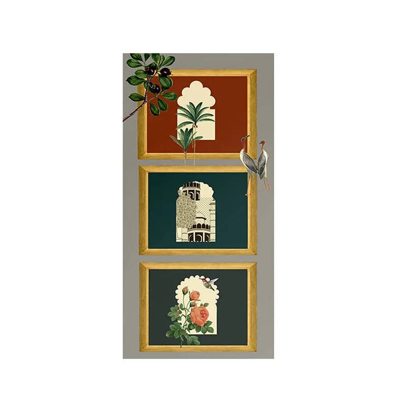 India Circus Window To Garden Canvas Wall Art - Set Of Three media 5