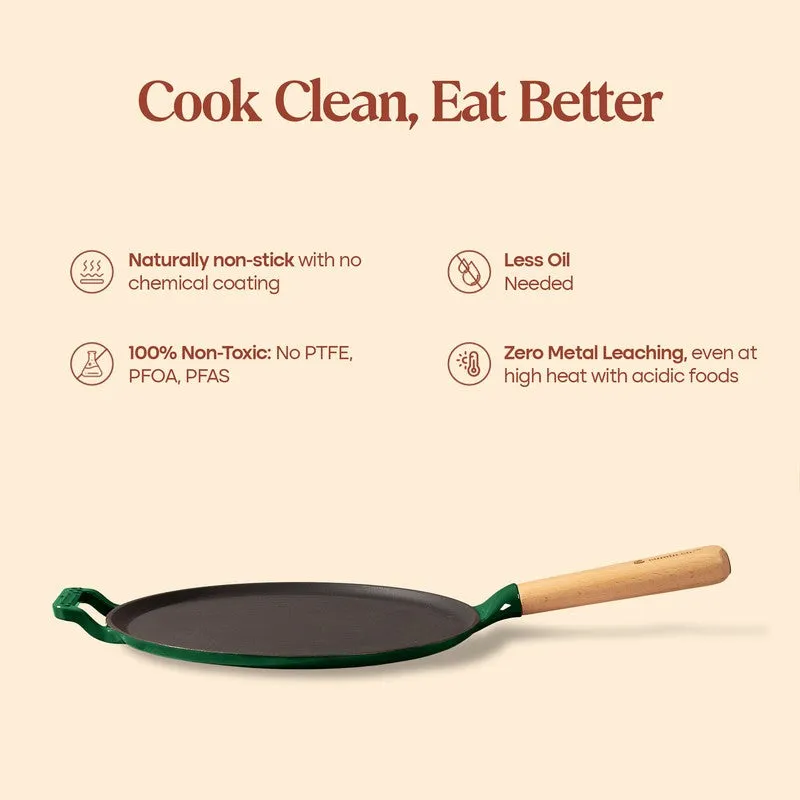 Cumin Co Enamel Cast Iron Dosa Tawa (Green,Black) - 28 cm media 9