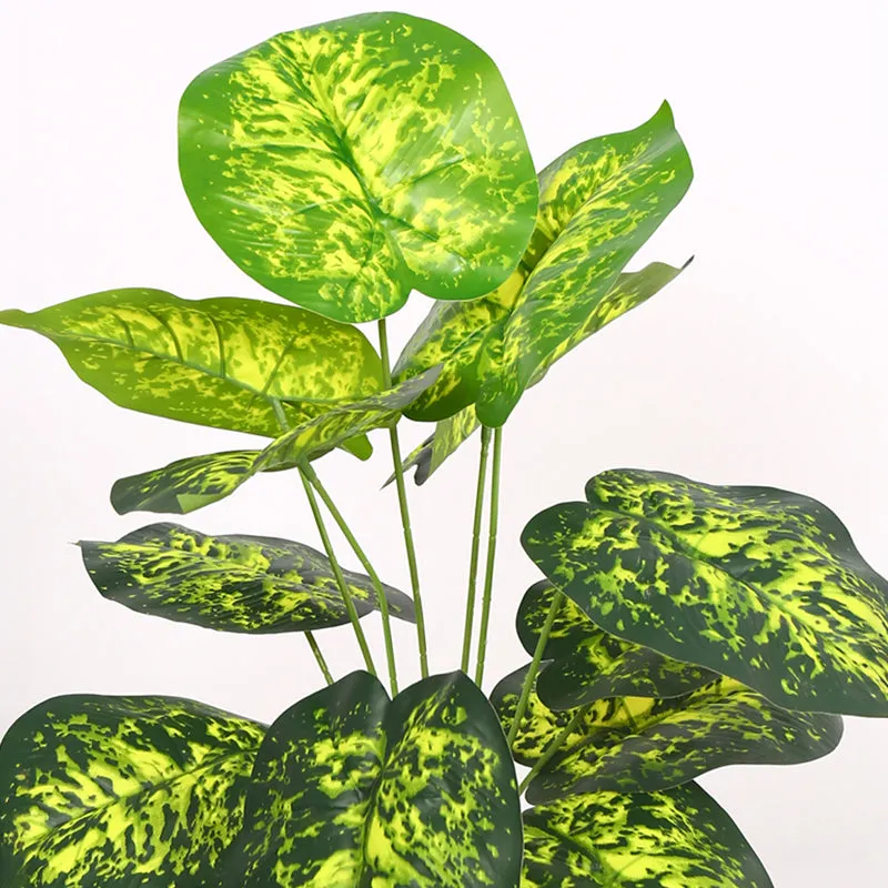 Differa Artificial Dieffenbachia Plant With Black Plastic Pot (1.8 Feet) - Yellow, Green media 3