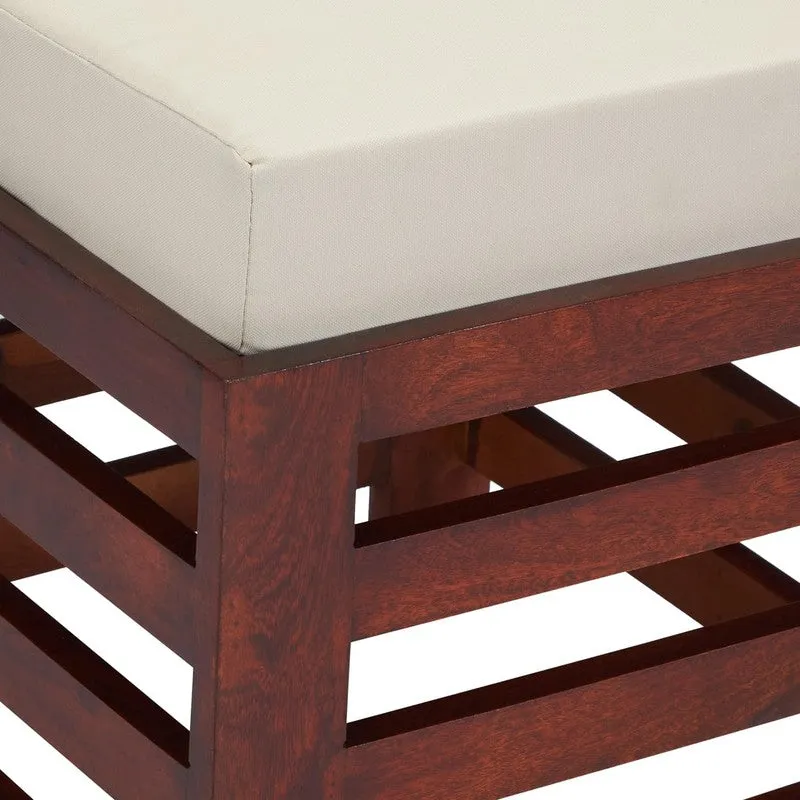 Tavex Sheesham Wooden Bench with Cushions (White) - Four Piece Set media 6