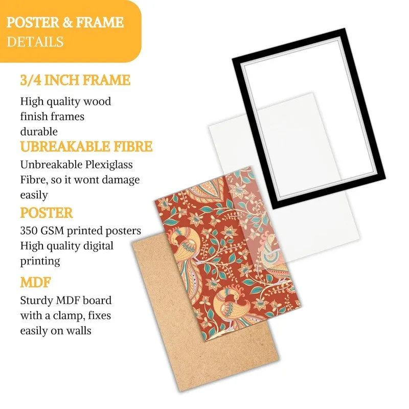 Paisley Charm Paper Wall Painting With Frame - Black media 5