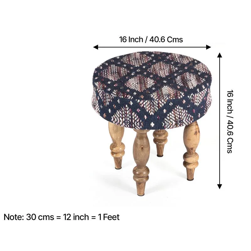 Qavro Sheesham Wooden Stools (Blue) - Set Of Two media 9