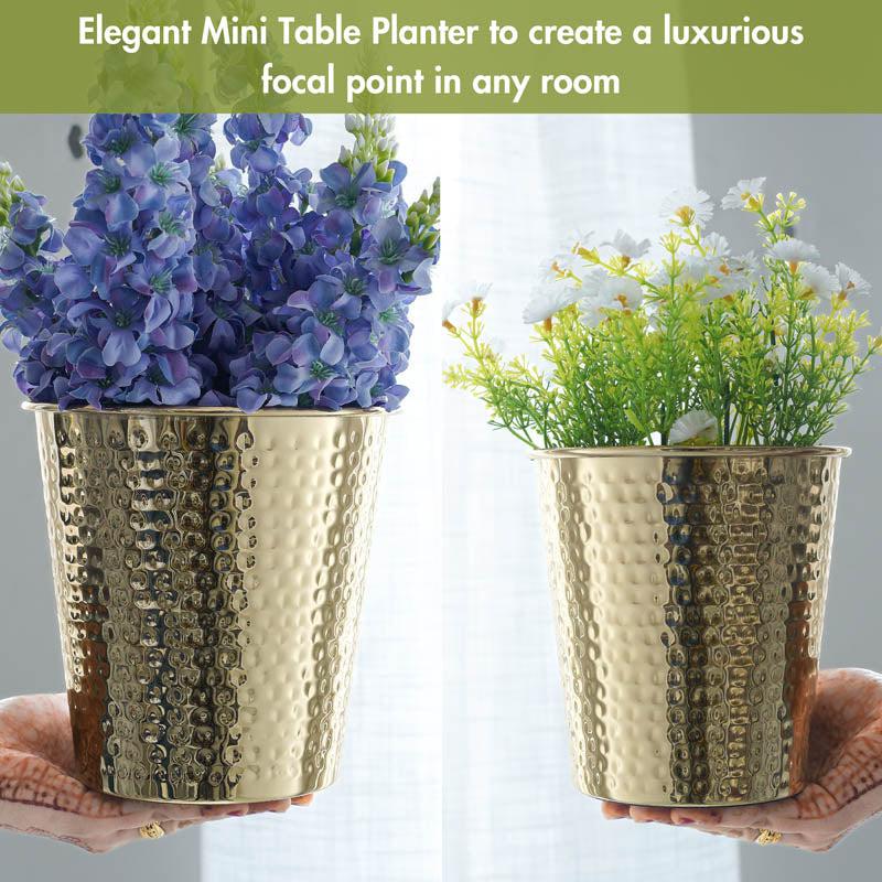Glossy Hammered Bucket Planter - Set of 2 media 4