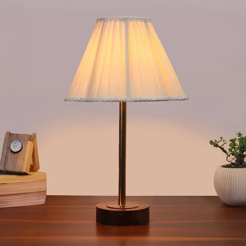Pleatra Rodin Wooden Table Lamp - Ivory,Gold,Brown media 2