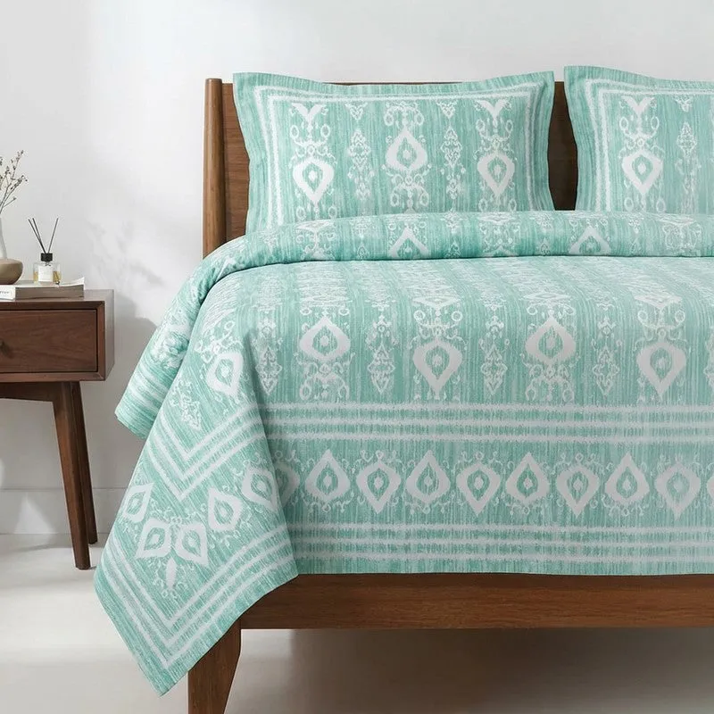 Keira Ethnic Cotton Bedsheet (Green) - 180 TC media 4
