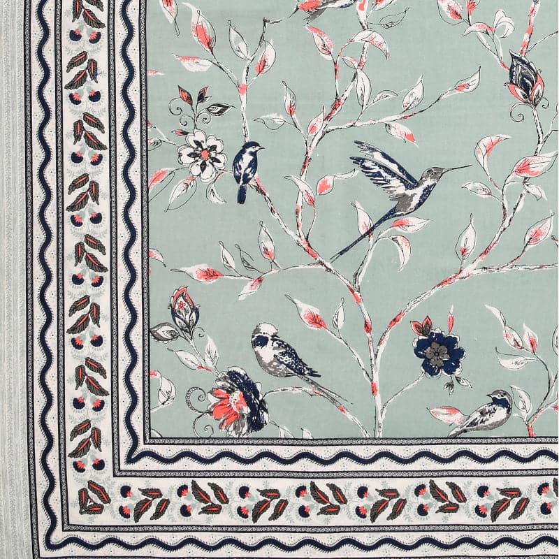 Birdie Orchard Floral Cotton Bedsheet (Green) - 124 TC media 5