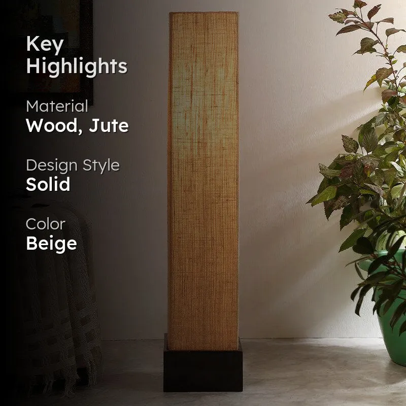 Axiya Wooden Tower Floor Lamp With Jute Shade - Beige media 2