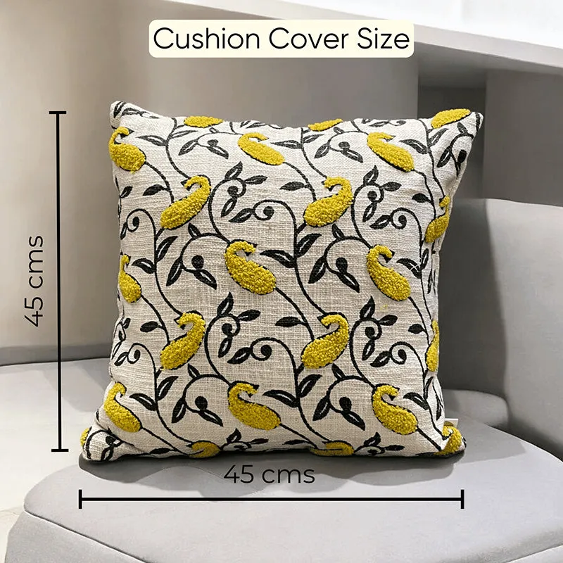Tuft Tales Tufted Cushion Cover - Yellow & White media 6
