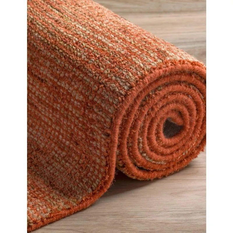 Thread Tale Hand Woven Wool Rug - Orange & Brown media 5