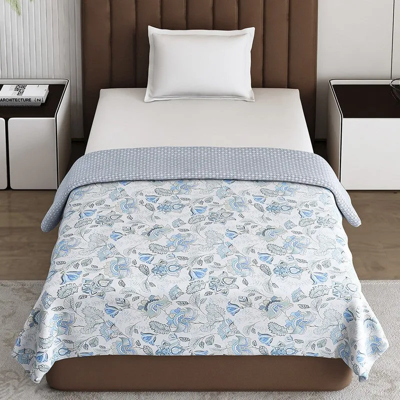 Monte Carlo Bloomella Floral Polycotton Reversible Dohar (Light Blue) - 150 GSM media 5