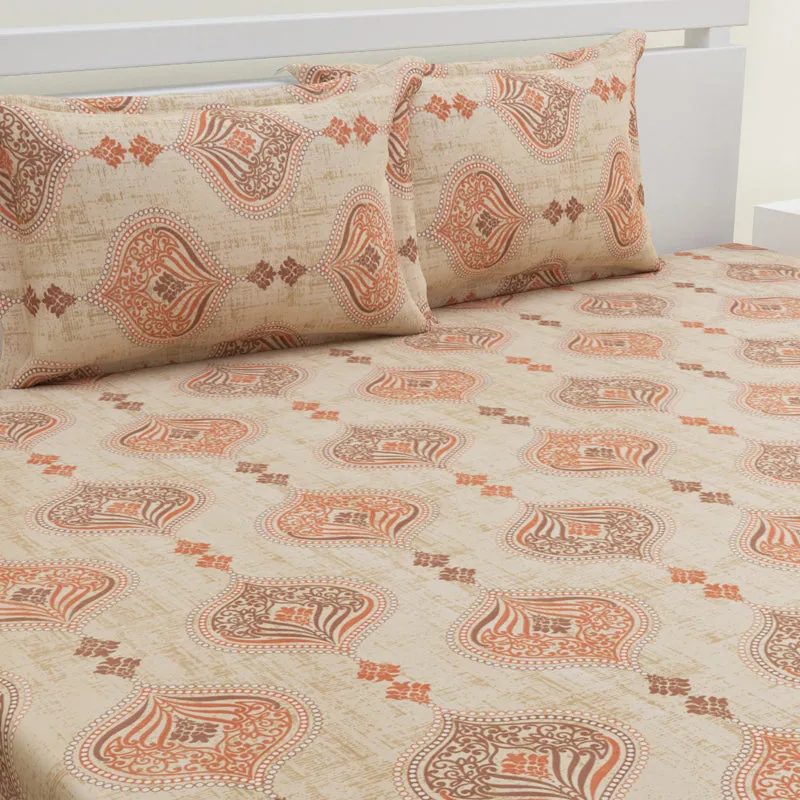 Dreams Of Desert Cotton Bedsheet (Beige) - 144 TC media 3