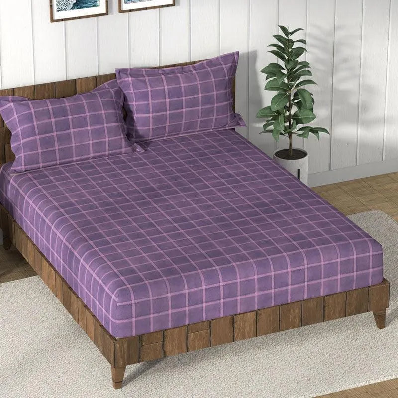 Nautica Lattice Haven Geometric Cotton Bedsheet (Purple) - 160 TC media 1