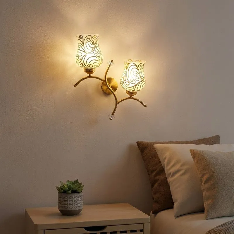 TwinAura Glass Wall Lamp - White & Gold media 1