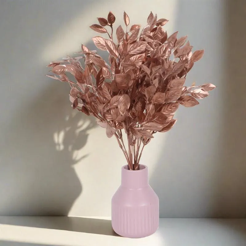 Faux Glitter Leaf Bunch (Copper) - Set Of Two media 1