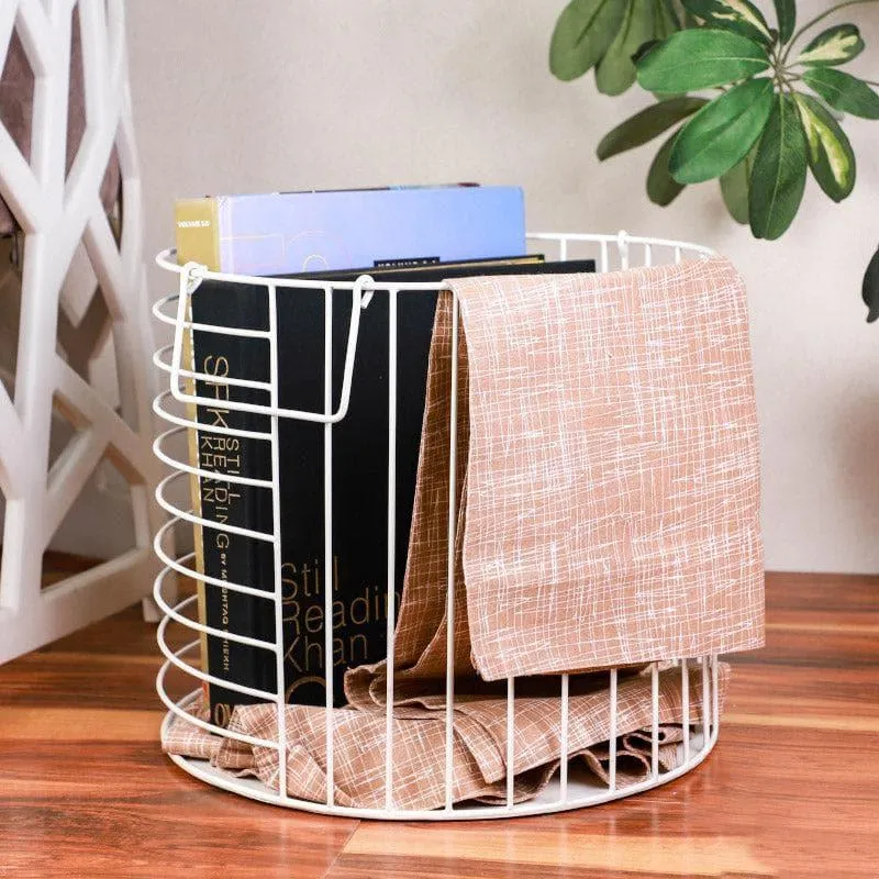 Round Iron Weave Laundry Basket media 1