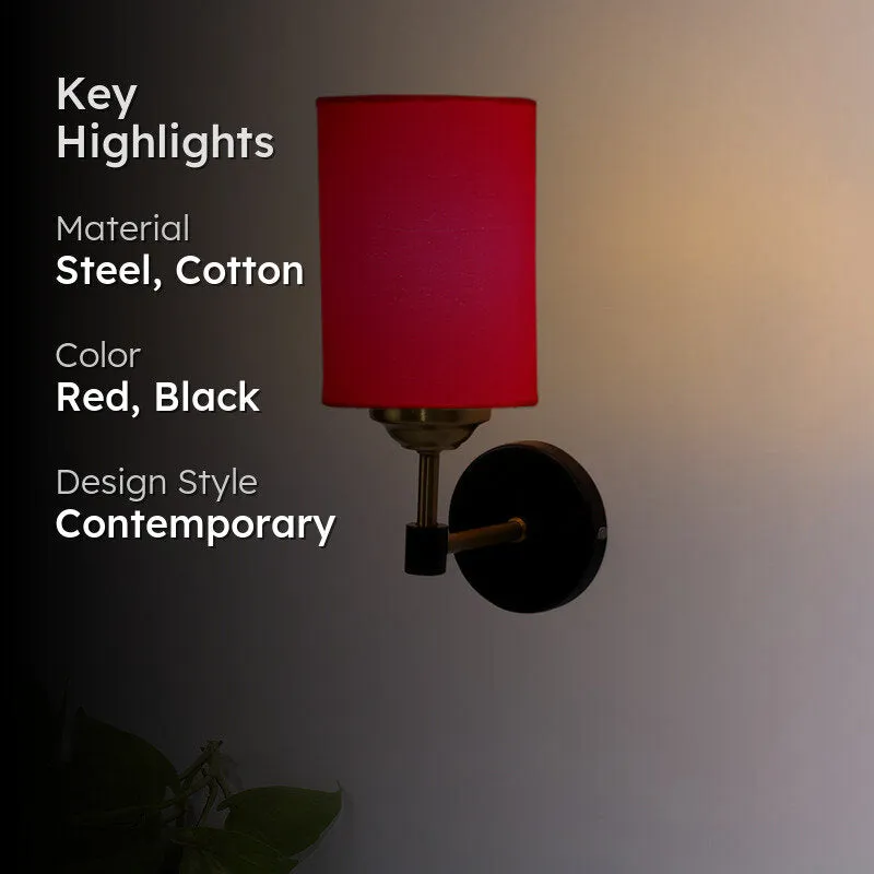 Sienna Sleek Steel & Cotton Wall Lamp - Red media 2