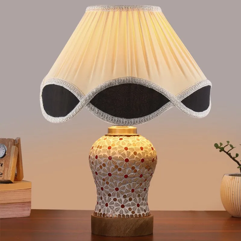 Harmyra Arc Pleated Wooden Table Lamp - Multicolor media 3