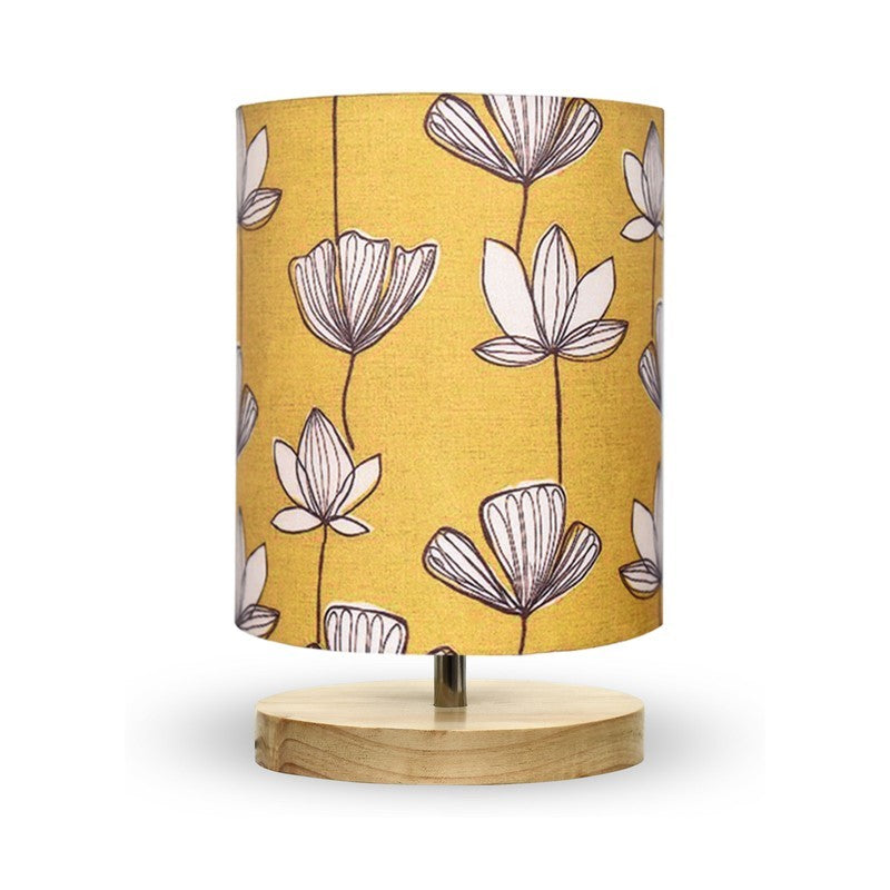 GlowNest Bedside Comfort Wooden Table Lamp - Yellow,White media 3