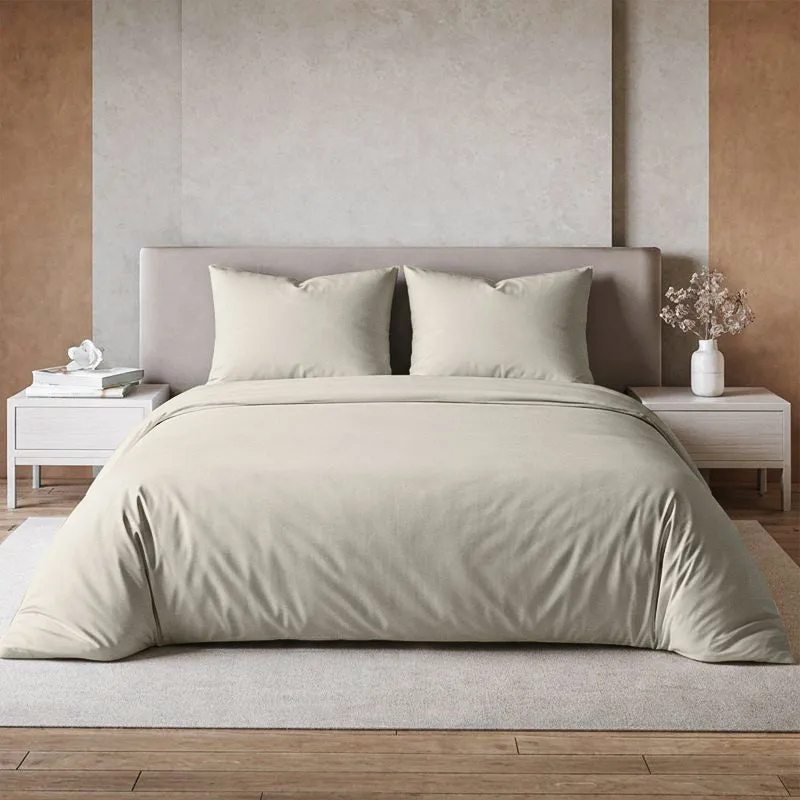 Maison Neo Solid Cotton Bedsheet (Beige) - 700 TC media 1