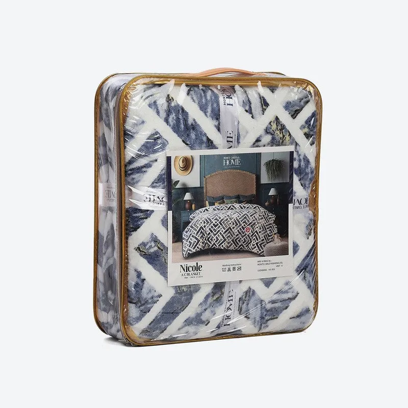 Monte Carlo Mazora Geometric Print Polyester Blanket (Blue) - 350 GSM media 7
