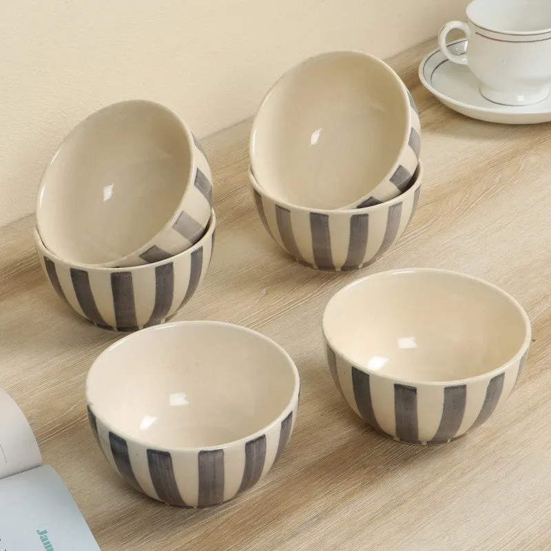 ServeScape Snack Bowls (Grey,White,200 mL Each) - Set Of Six media 1
