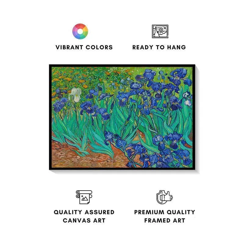 Irises Canvas Painting By Vincent Van Gogh - Black Frame media 4