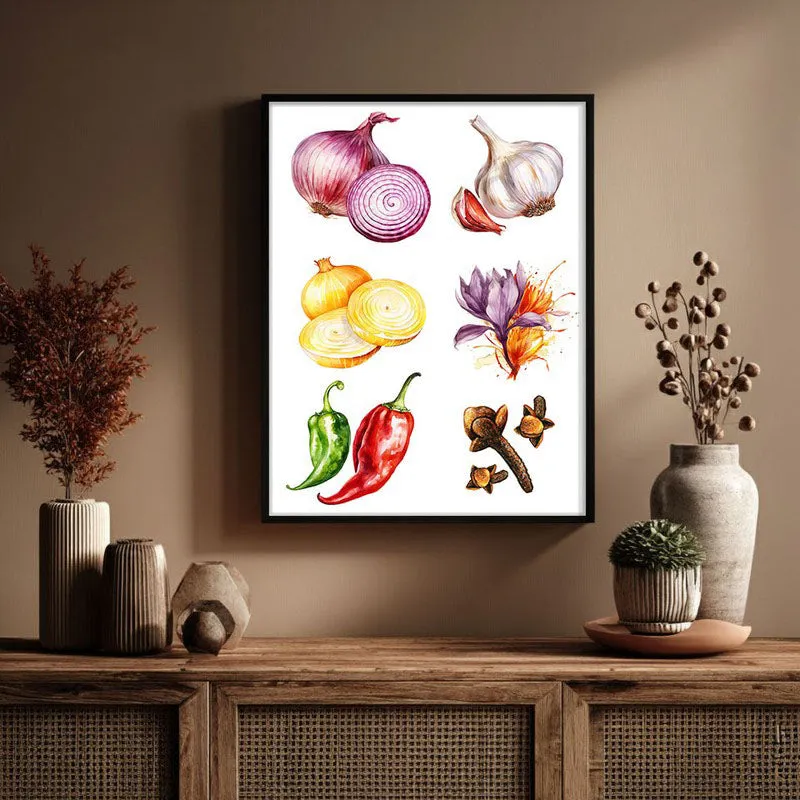 Allium Bouquet Framed Canvas Wall Painting media 3