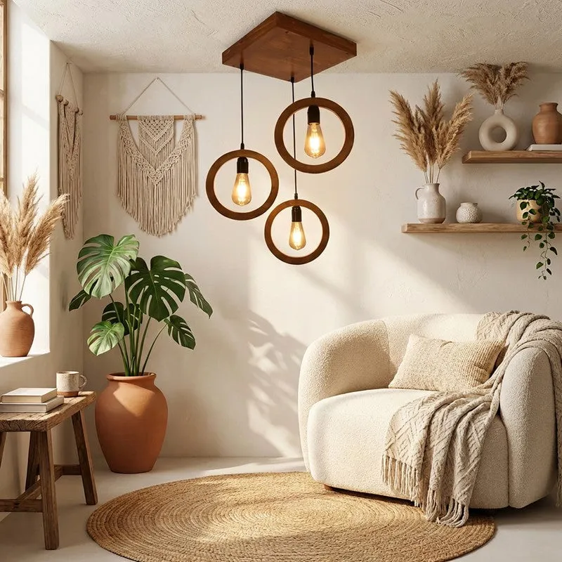 Brillante Cluster Wooden Ceiling Lamp - Brown media 1