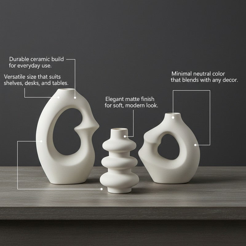 Stackra Totem Stacked Ceramic Vase (Ivory) - Set Of Three media 8