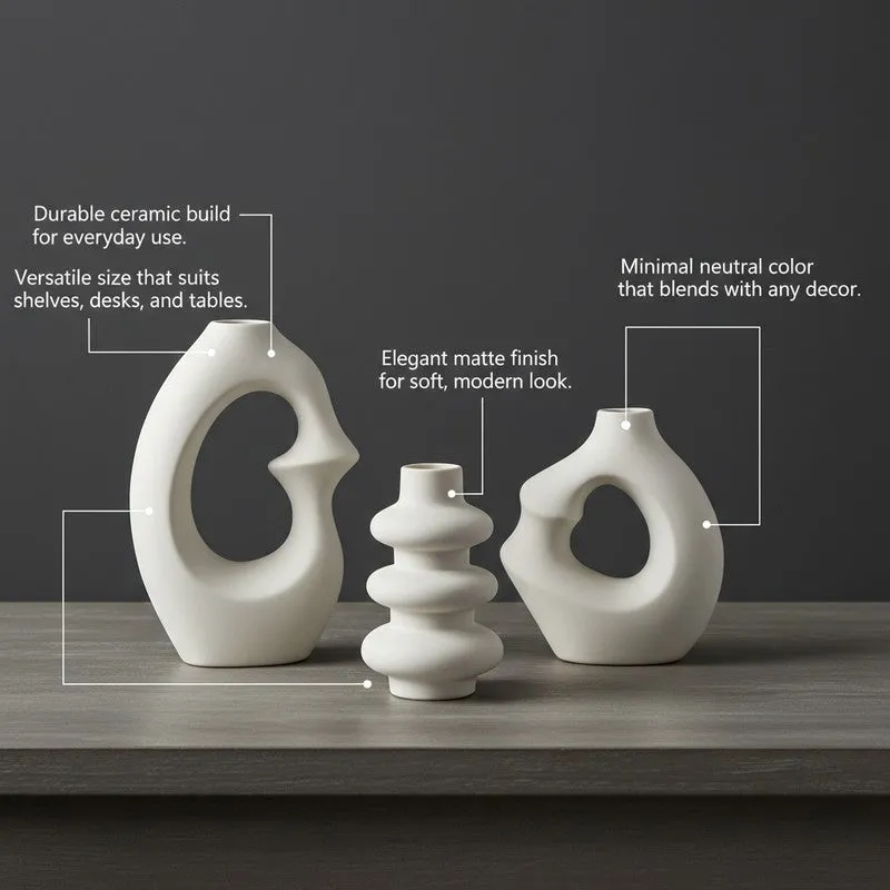Stackra Totem Stacked Ceramic Vase (Ivory) - Set Of Three media 8