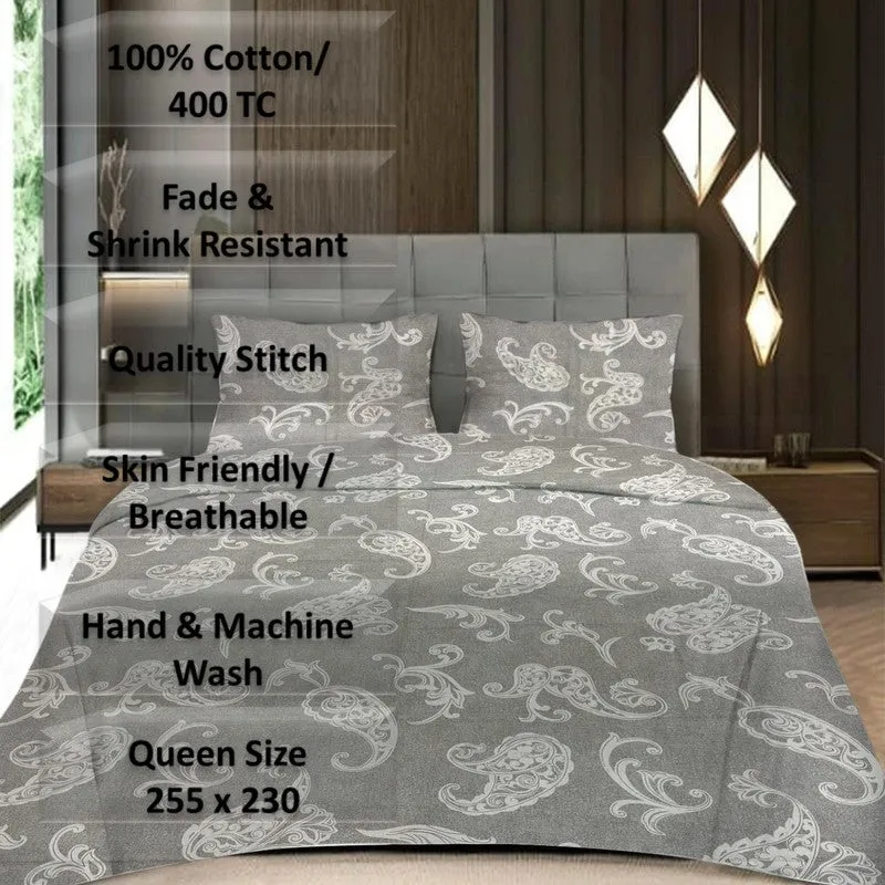 Aangan Kala Cotton Bedsheets (Grey) - 400 TC media 9