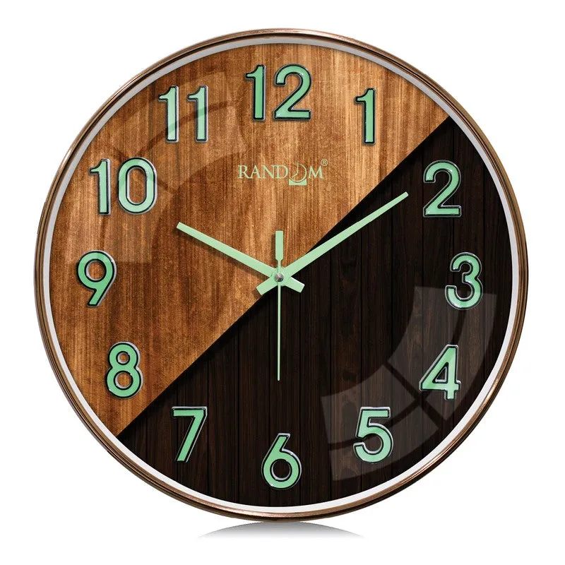 Oaklyn Round Modern Plastic Wall Clock - Black & Brown media 3