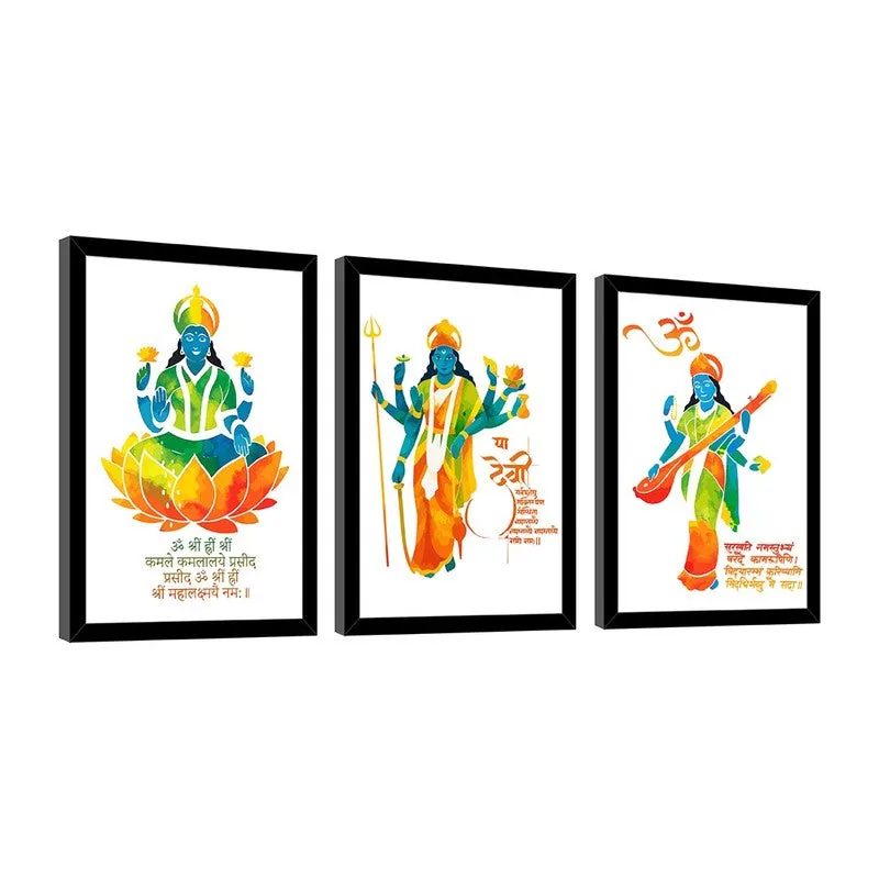 Avatars Of Devi Wall Art with Frame - Set Of Three media 5