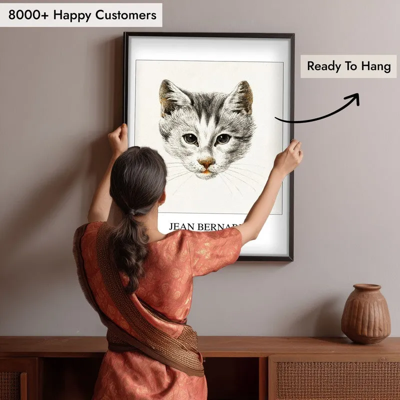 Sketch of a Cat Jean Bernard Archival Canvas Wall Painting - Black Frame media 6