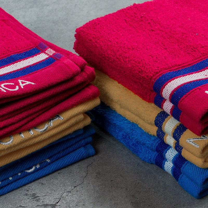 Nautica Dove Down Cotton Face Towel (Beige, Burgundy & Blue) - Set Of Twelve media 4