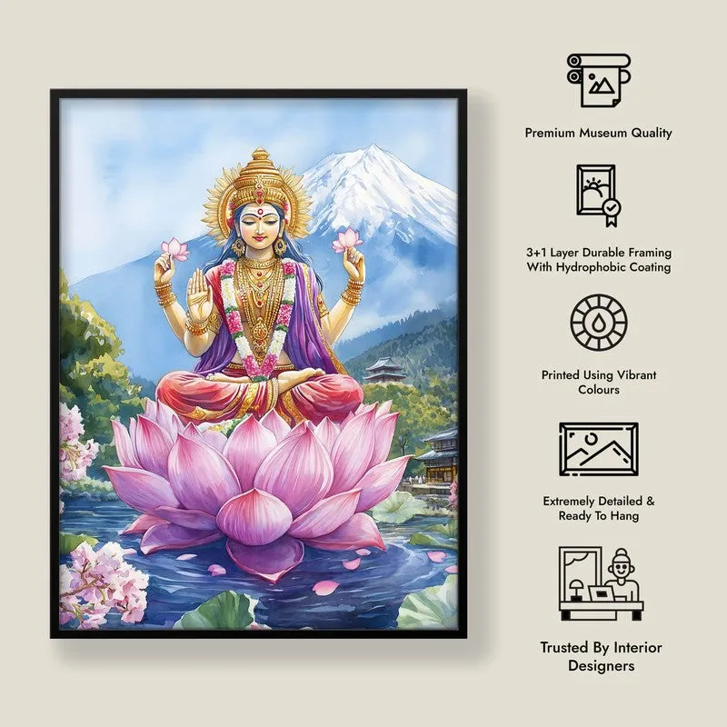 Shree Radhe Shyam Spiritual Archival Paper Wall Painting With Frame - Black media 8