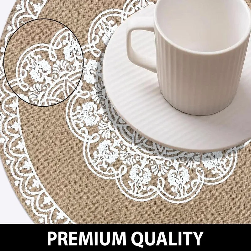 Mandala Beige Round PVC Table Mats - Set Of Four media 6