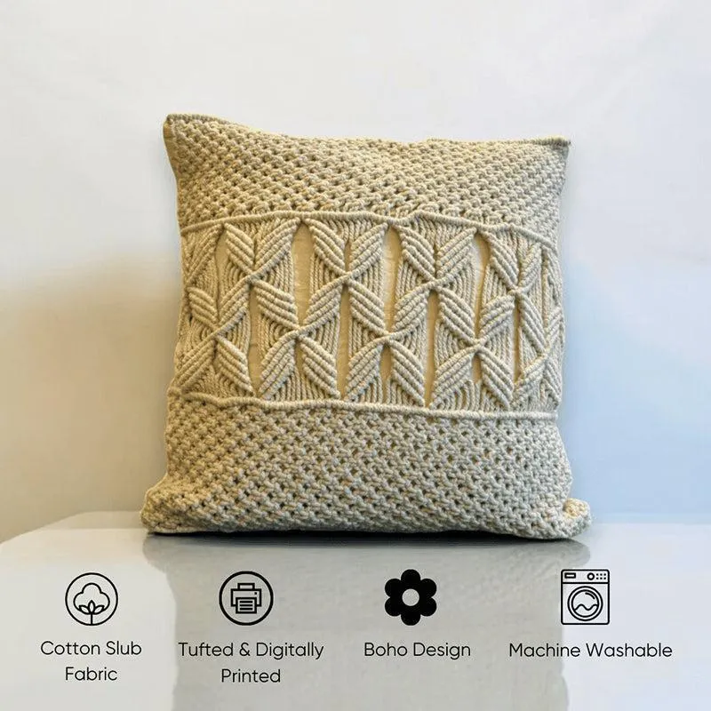 Studio String Macrame Knotwork Cotton Cushion Cover - Set Of Two media 3