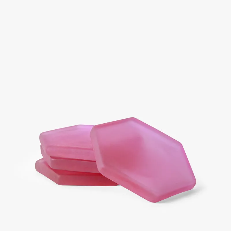 Glossy Hexa Glass Coaster (Pink) - Set Of Four media 4