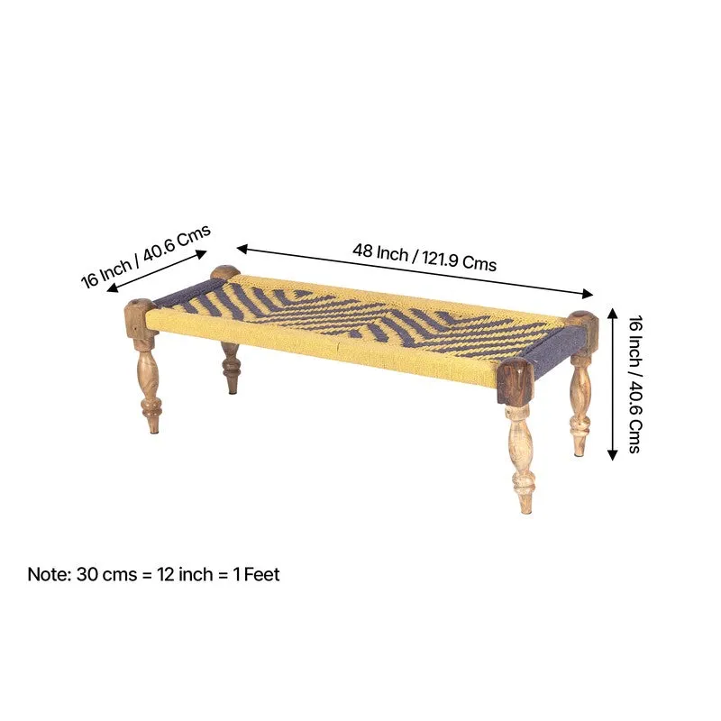 Calon Sheesham Wooden Bench - Yellow,Purple media 11