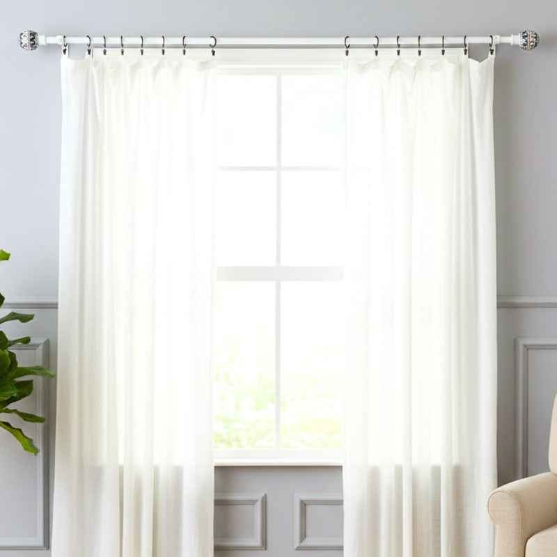 Medina Bar Extendable 1" Single Curtain Rod With Round Finial & Brackets media 4