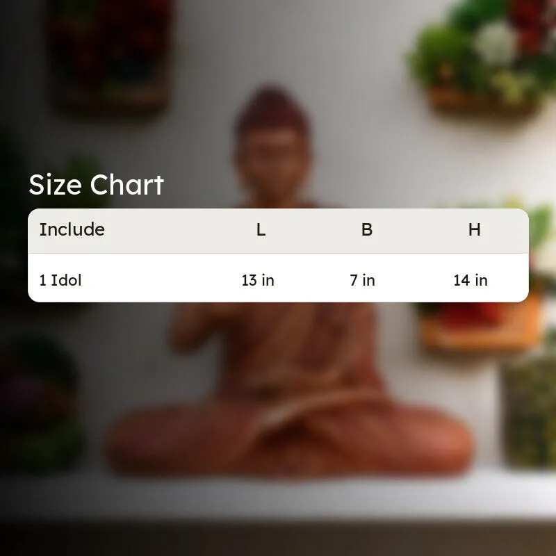 Size chart graphic for one Buddha idol
