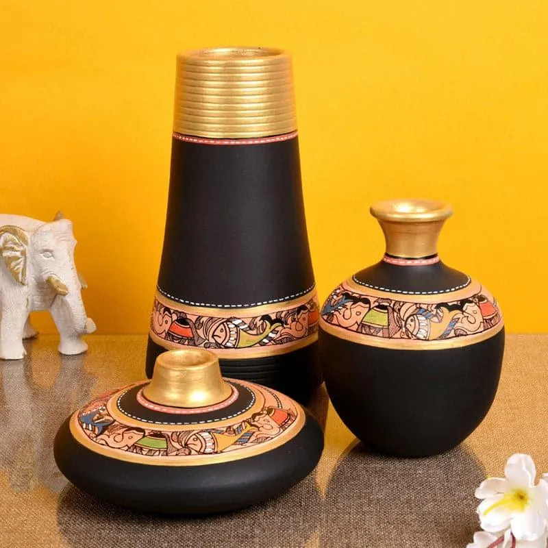 Coshima Tribal Terracotta Vase - Set Of Three media 1
