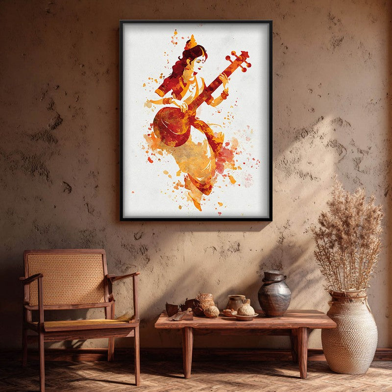 Sri Saraswati Devi Divine Harmony Archival Paper Wall Art