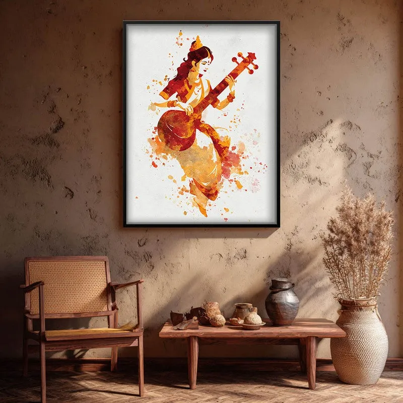 Sri Saraswati Devi Divine Harmony Archival Paper Wall Art media 1