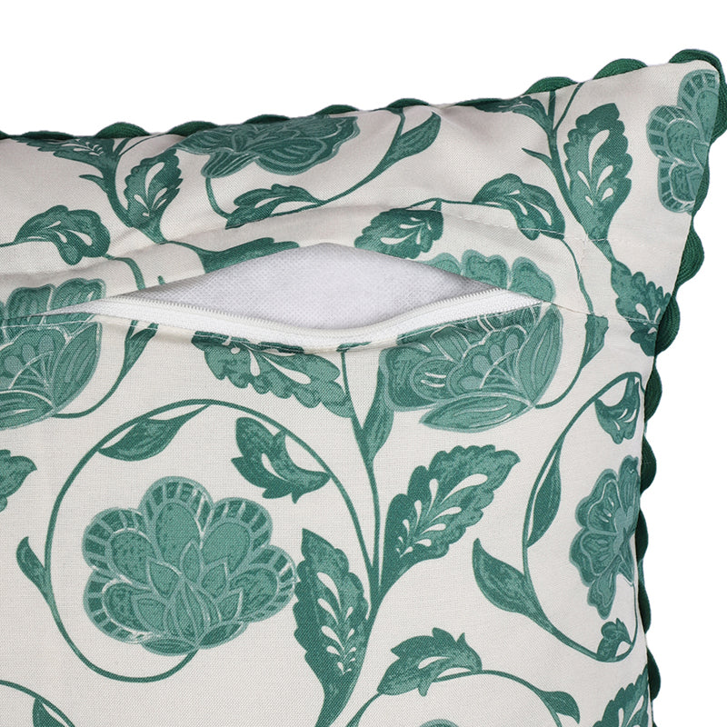Flora Twine Printed Cushion Cover (Green) - Set Of Two media 4