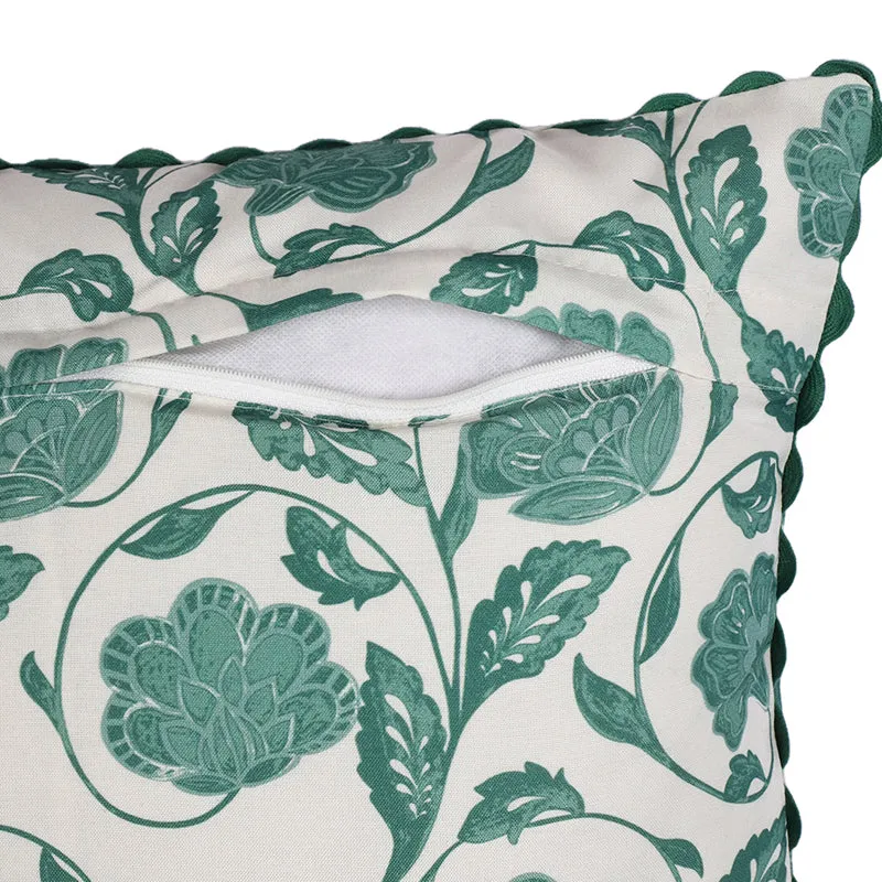 Flora Twine Printed Cushion Cover (Green) - Set Of Two media 4