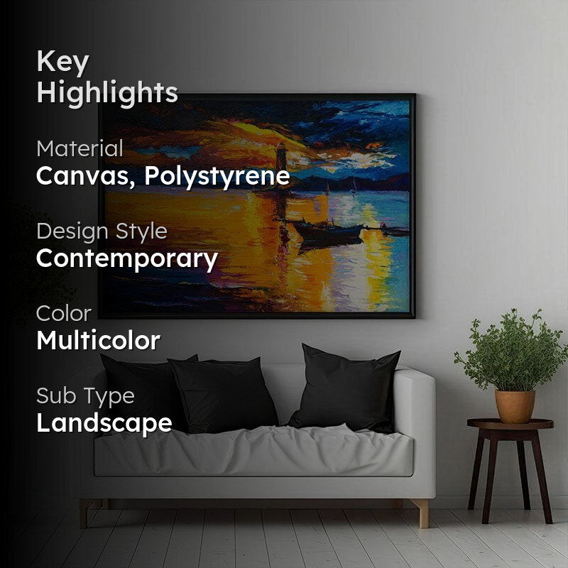 The Sea Oil Canvas Painting - Black Frame media 2