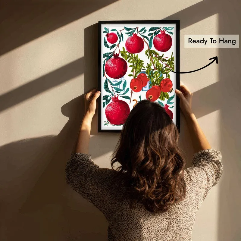 Pomoria Pomegranate Garden Illustration Canvas Wall Painting With Black Frame media 5