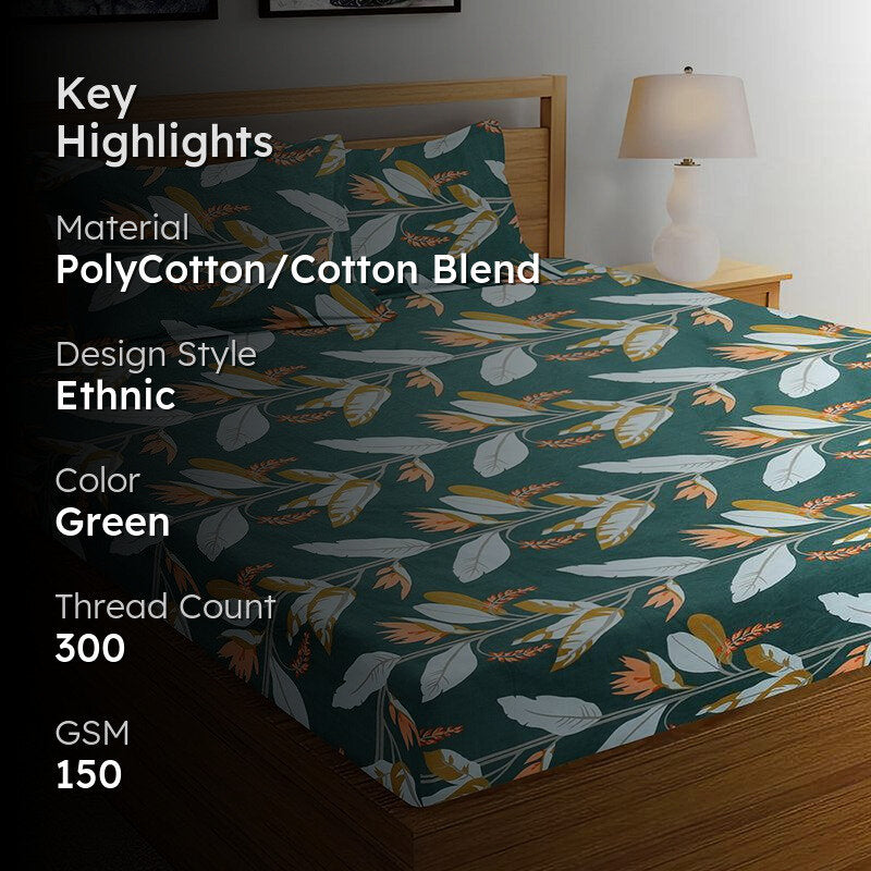 Finley Floral Cotton Blend Bedsheet - 150 GSM media 2